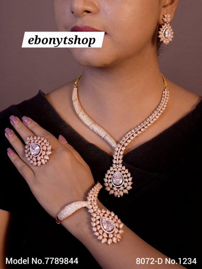 Rose Gold Crystal Bridal Jewelry Set